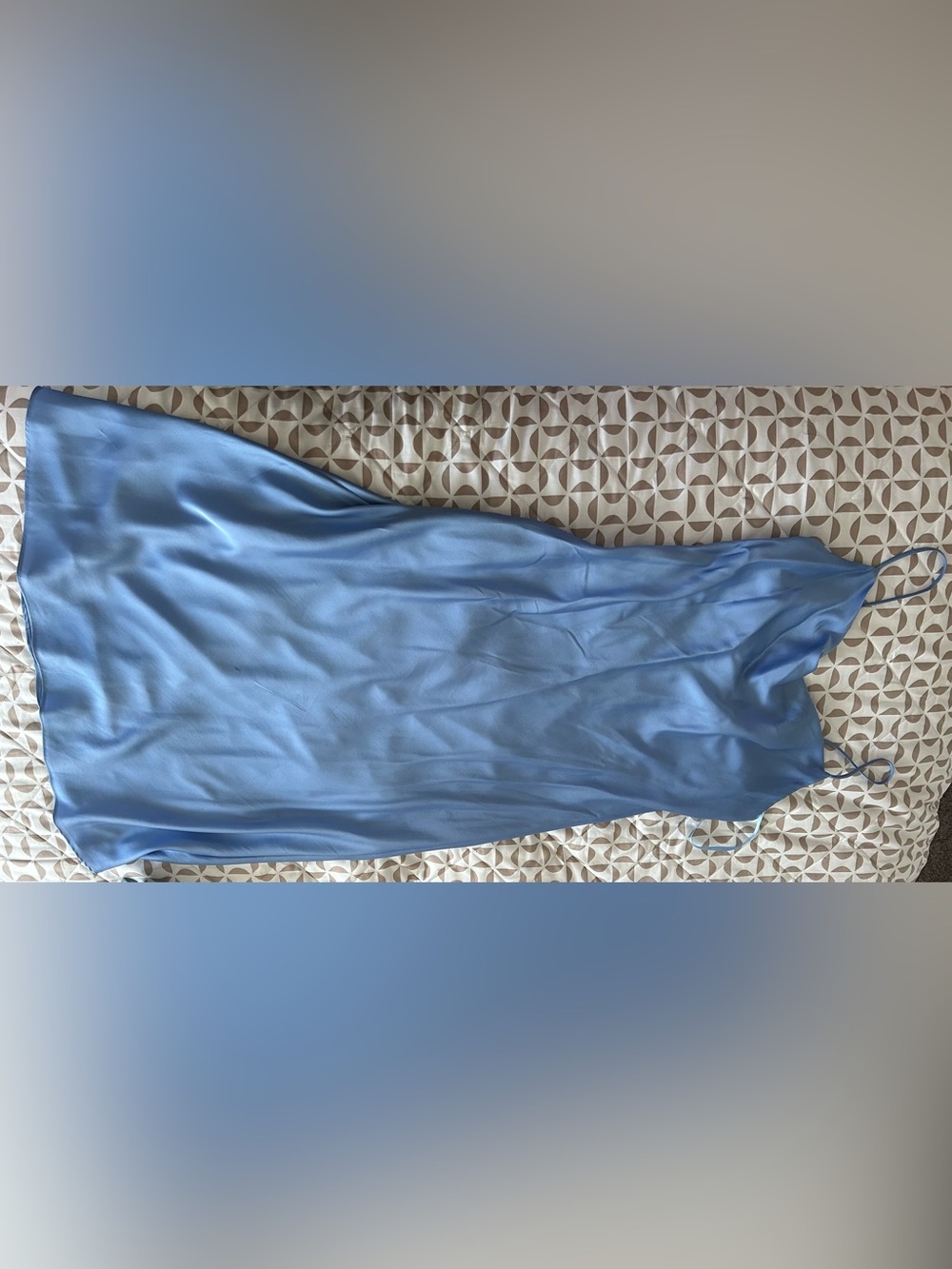 B. Smart Powder Blue Satin Slip Skirt